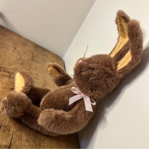 Beannie-kins 1987 Vintage 13" Jointed Brown Bunny Rabbit Jelly Bean Plush Toy